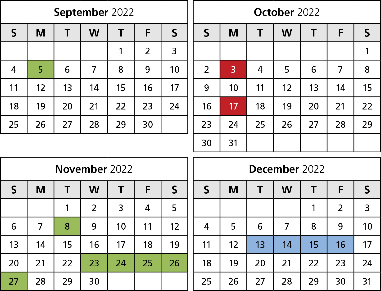 Fall Semester 2022 Calendar